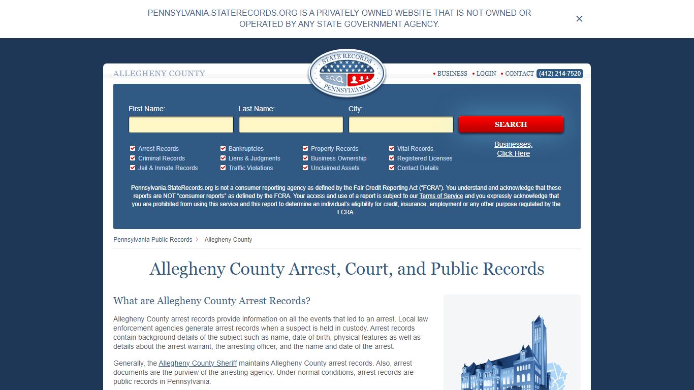 Allegheny County Arrest, Court, and Public Records